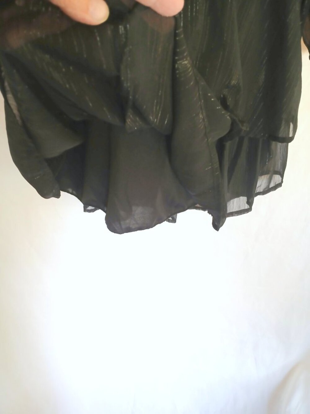 Japna Black Metallic Shimmer Tiered Flowy Dress XL Boho Romantic Cottagecore - Picture 5 of 7